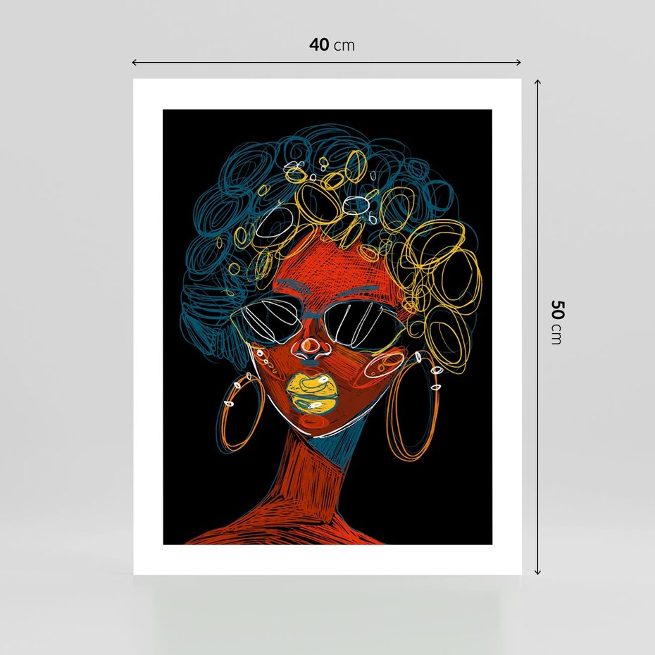 Plakat bez ramy 40x50 - Kolorowe Wibracje Rzeczywistości - abstrakcyjny portret kobiety, twarz