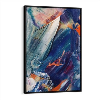 Obraz w ramie 50x70 - Rytmy ukrytych pragnień - chaos i abstrakcja, plamy koloru - rama czarna