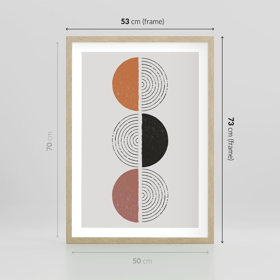 Plakat w ramie 50x70 - Eksperymenty z Geometrią - geometryczny plakat, sztuka nowoczesna - rama drewno
