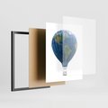 Plakat w ramie 40x50 - Podróżniczy balon nad ziemią - balon, ziemia - rama czarna