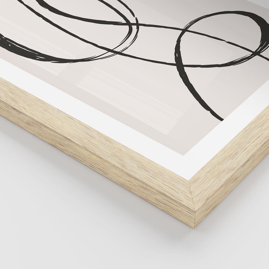 Plakat w ramie 40x50 - Zaklęte Linie - abstrakcyjne szkicowane linie, minimalizm - rama drewno