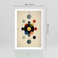 Plakat w ramie 50x70 - Bezgraniczny Taniec Światła - abstrakcyjna geometryczna kompozycja, koła linie - rama biała