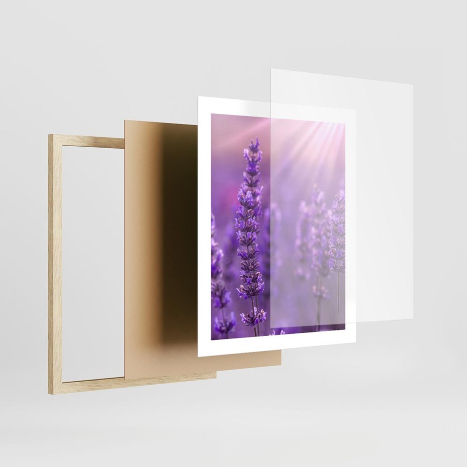 Plakat w ramie 40x50 - Fioletowa harmonia lawendy - lawenda, fiolet - rama drewno