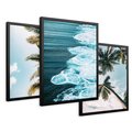 Zestaw obrazy w ramie 30x40 galeria - Tropikalna, plaża, morze, palmy - rama czarna