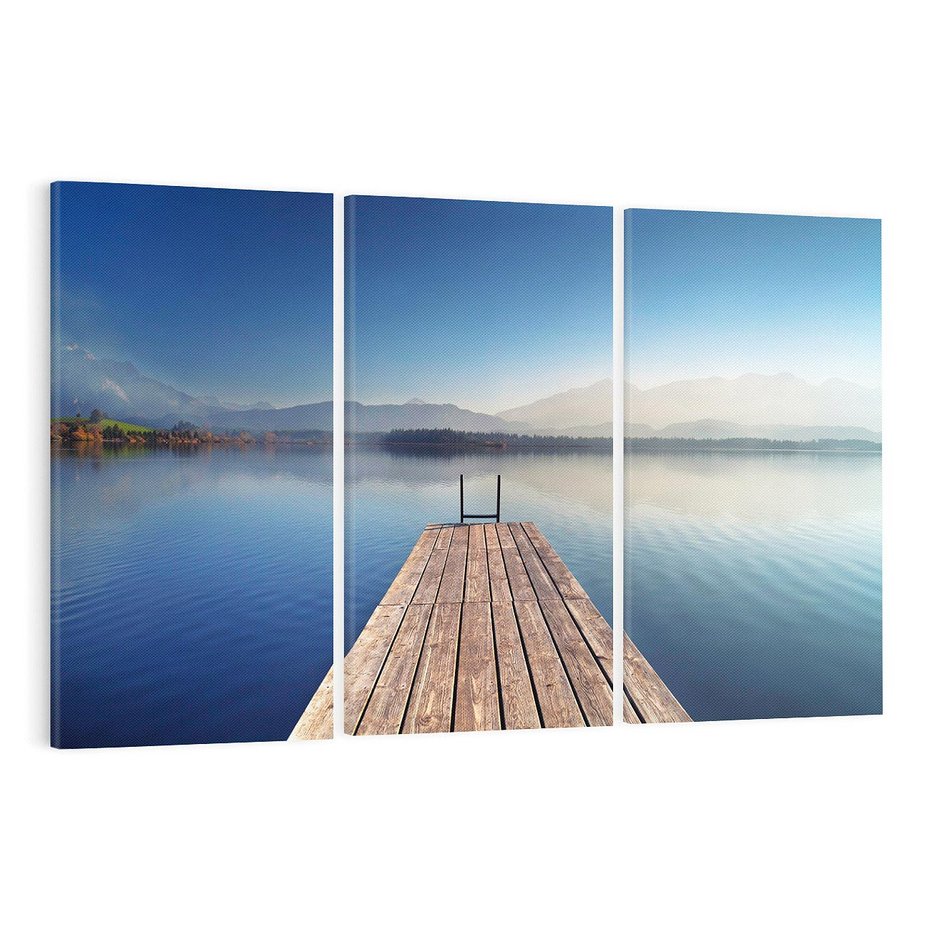 Obraz na płótnie 120x80 - Alpy: jezioro i malownicze molo - Alpy, jezioro