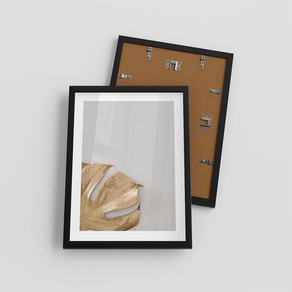 Plakat w ramie 30x40 - Natury Szlachetność - złote, liście - rama czarna