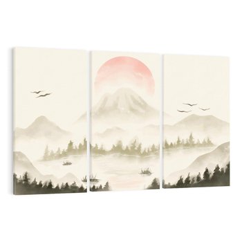 Obraz na płótnie 120x80 - Przyroda Japonii - japońska akwarela, góry