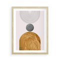 Plakat w ramie 50x70 - Złote Półkole w Sztuce Geometrii - grafika, złote półkole - rama drewno