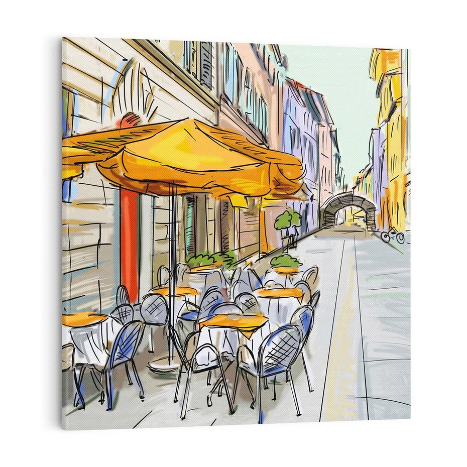 Obraz na płótnie 70x70 - Kawiarenkowy Szkic - malowany, szkic