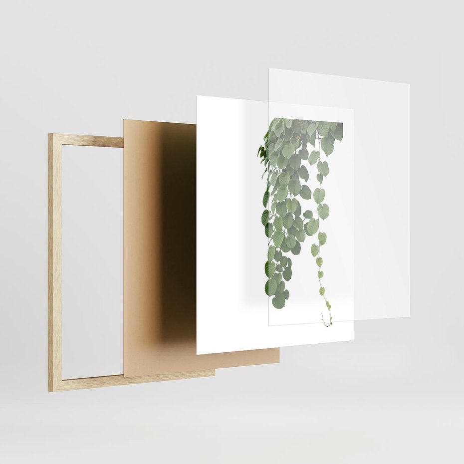 Plakat w ramie 40x50 - Świeżość Natury - liście, zielone - rama drewno