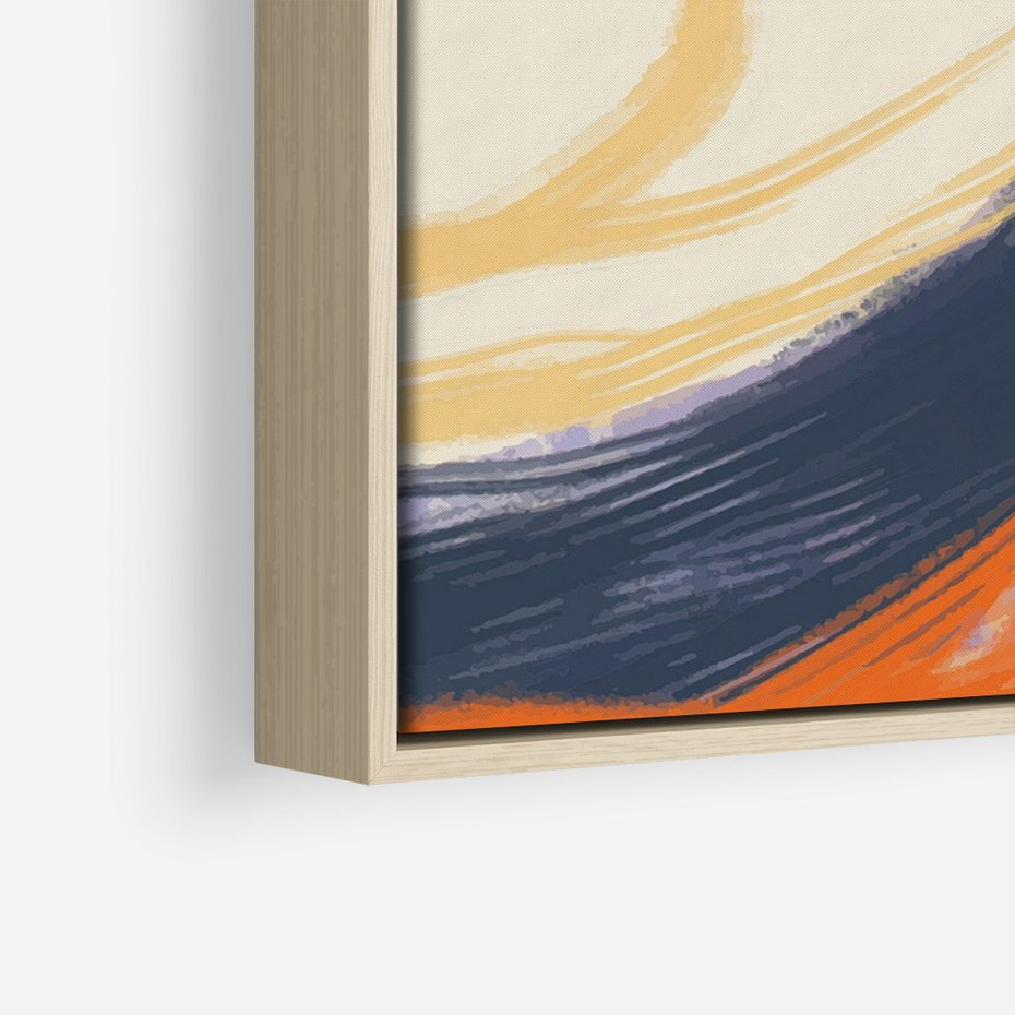 Obraz w ramie 50x70 - Pomarańczowy Horyzont - pastelowy krajobraz, nowoczesny plakat - rama drewno