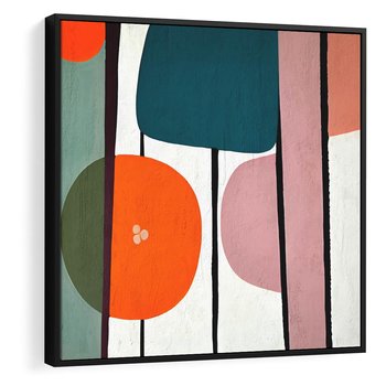 Obraz w ramie 50x50 - Migotliwa Aura Serca - abstrakcyjny obraz olejny, dziwne formy - rama czarna