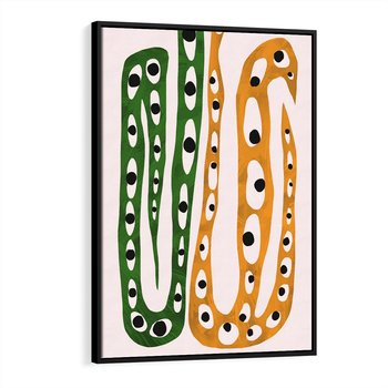 Obraz w ramie 70x100 - Migocące Zmaganie - abstrakcyjny obraz, dziwne kształty - rama czarna