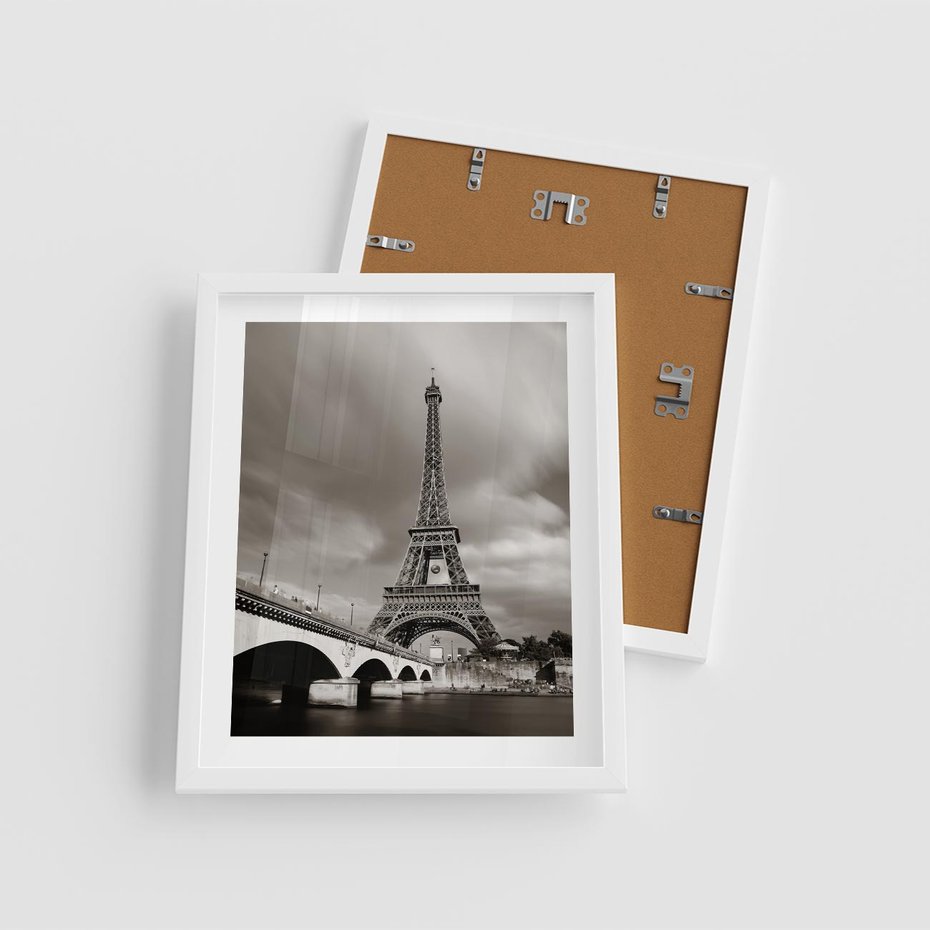 Plakat w ramie 40x50 - Mgiełka Eiffla - Paryż, Eiffla - rama biała