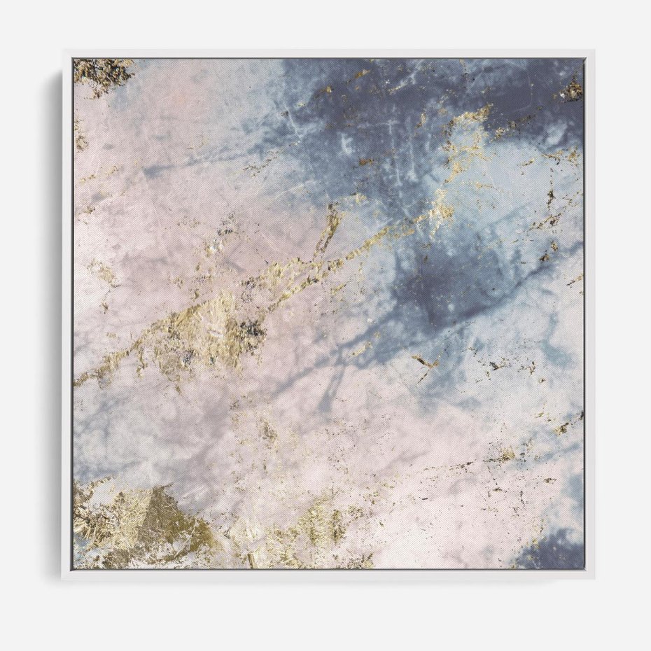 Obraz w ramie 80x80 - Luksusowa Dekoracja - marmur, złoto - rama biała