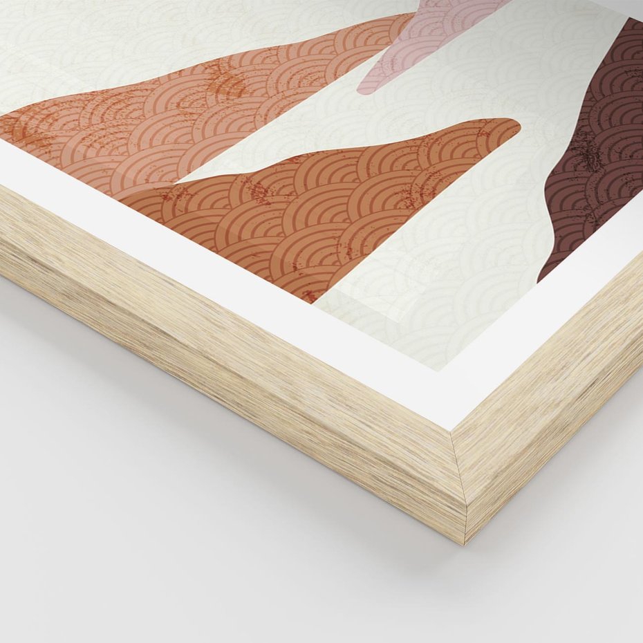 Plakat w ramie 40x50 - Księżycowa Refleksja - nowoczesna sztuka, góry - rama drewno