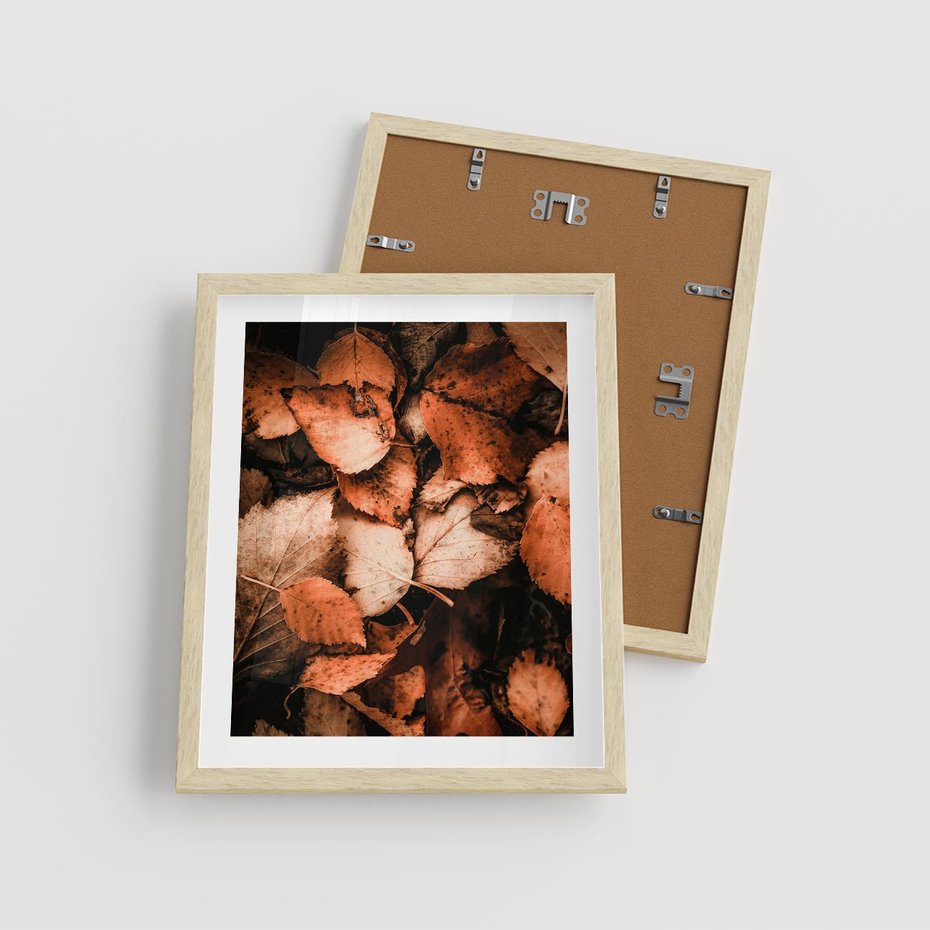 Plakat w ramie 40x50 - Jesienna Paleta - liście, jesień - rama drewno