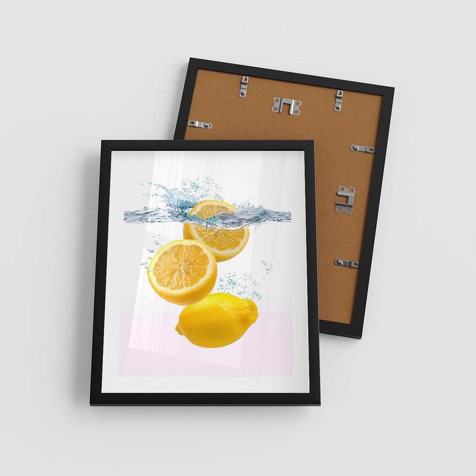 Plakat w ramie 40x50 - Świeże cytryny pełne smaku - cytryny, owoce - rama czarna