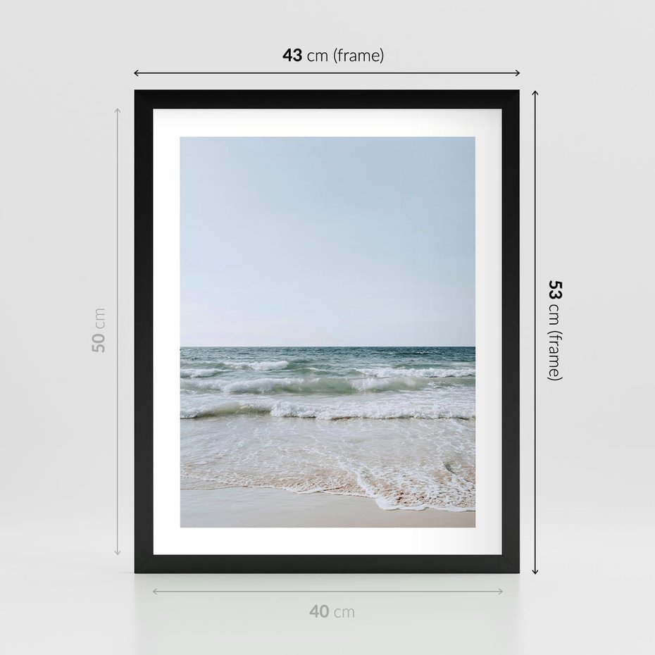 Plakat w ramie 40x50 - Spokój nad Brzegiem - plaża, morze - rama czarna