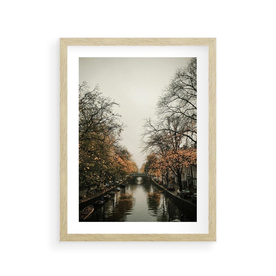 Plakat w ramie 30x40 - Jesienne Spacerki po Holenderskich Kanałach - kanały, Holandia - rama drewno