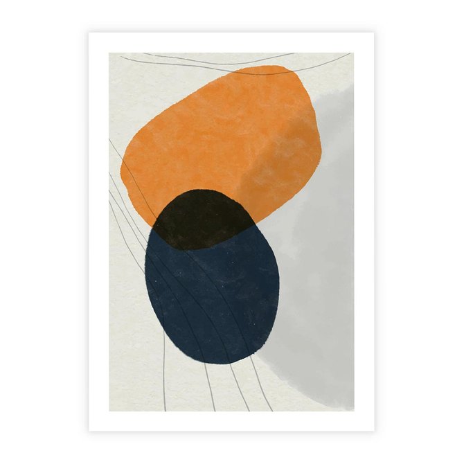 Plakat bez ramy 21x30 - Podróżne Pastelowe Pejzaże - geometryczne elementy, stonowane kolory