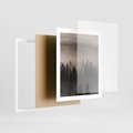 Plakat w ramie 40x50 - Mglista Opowieść Lasu - las, mgła - rama biała