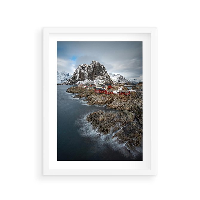 Plakat w ramie 30x40 - Skandynawia - górska odsłona - Skandynawia, góry - rama biała