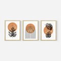 Zestaw obrazy w ramie 40x50 galeria - Monstera, boho, linie, minimalizm - rama drewno