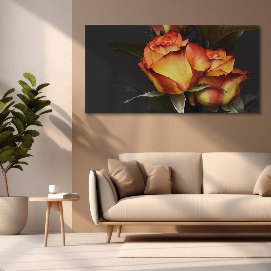 Obraz na płótnie 140x70 - Romantyczne Piękno Róż na Tle Natury - róże, kwiaty