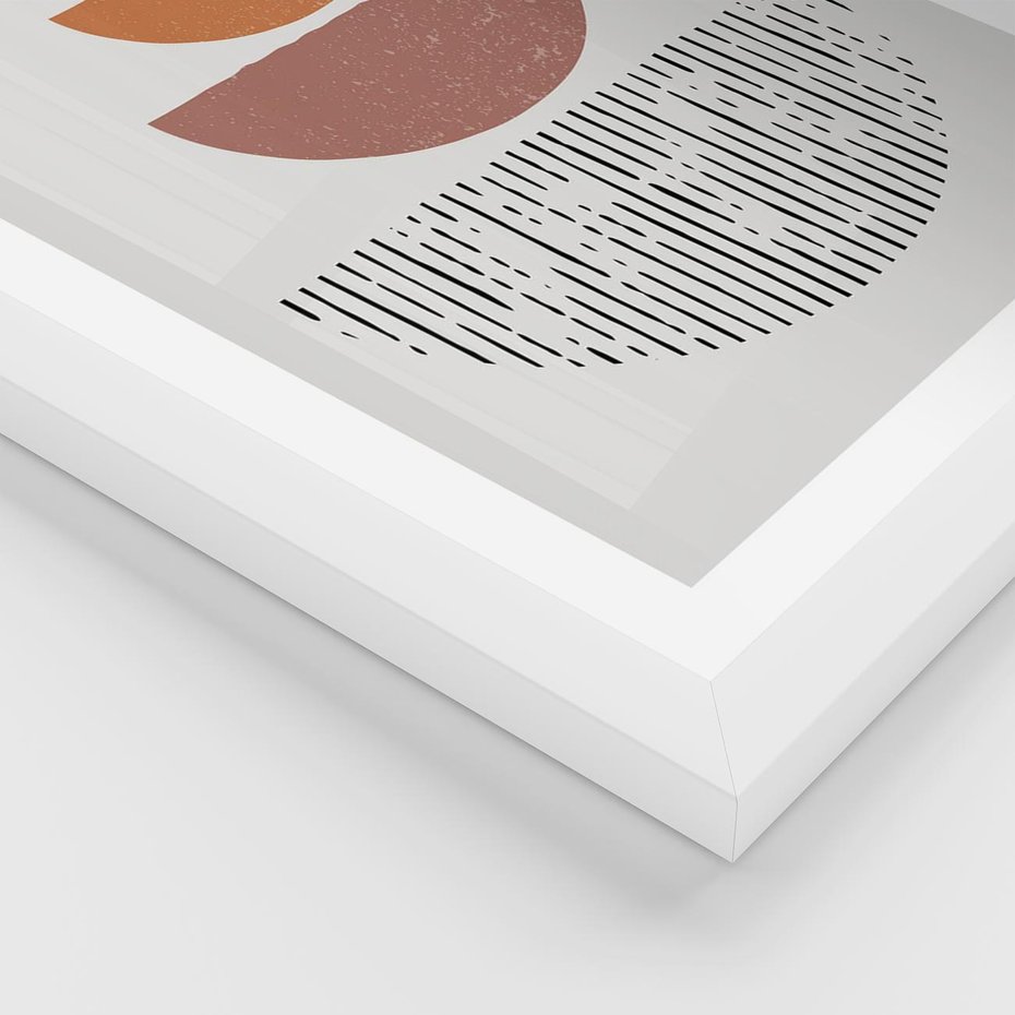 Plakat w ramie 30x40 - Półkola i Boho Akcent - geometria, półkola - rama biała