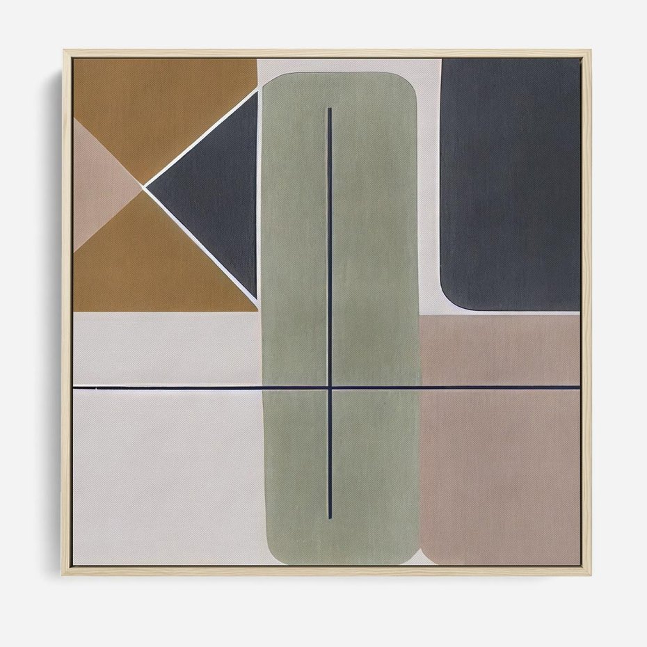 Obraz w ramie 50x50 - Sztuka Abstrakcji - geometryczne kształty, kolorowe prostokąty - rama drewno