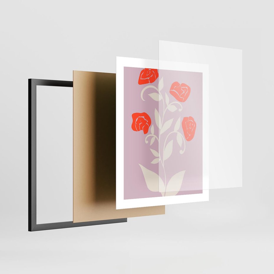 Plakat w ramie 40x50 - Migotliwe Widzenie Kwiatów - nowoczesny plakat, roślinne motywy - rama czarna