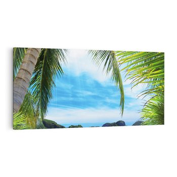 Obraz na płótnie 120x60 - Palmy tańczące na tropikalnej plaży - palmy, plaża