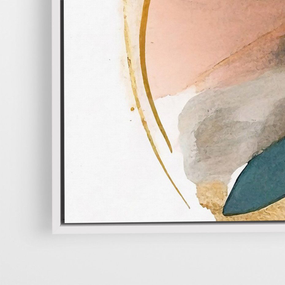 Obraz w ramie 80x120 - Migocące Impresje Przestrzeni - abstrakcyjny obraz, kolory ciepłe - rama biała