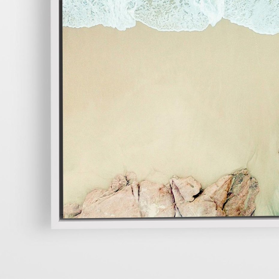 Obraz w ramie 100x70 - Turkusowe Skrzydła - morze, plaża - rama biała