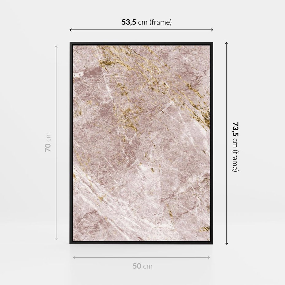 Obraz w ramie 50x70 - Wyjątkowa Stylizacja - marmur, złoto - rama czarna