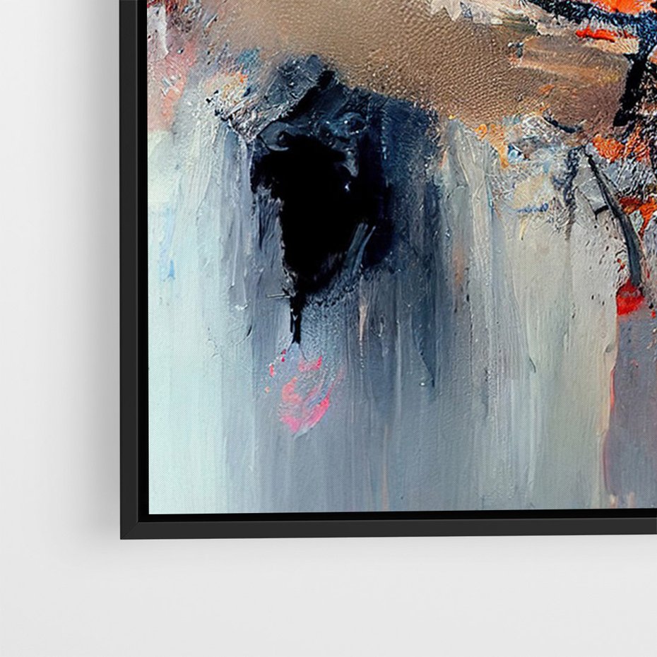 Obraz w ramie 70x100 - Kontrapunkty zatajonych uczuć - dynamiczna abstrakcja, bałagan na płótnie - rama czarna