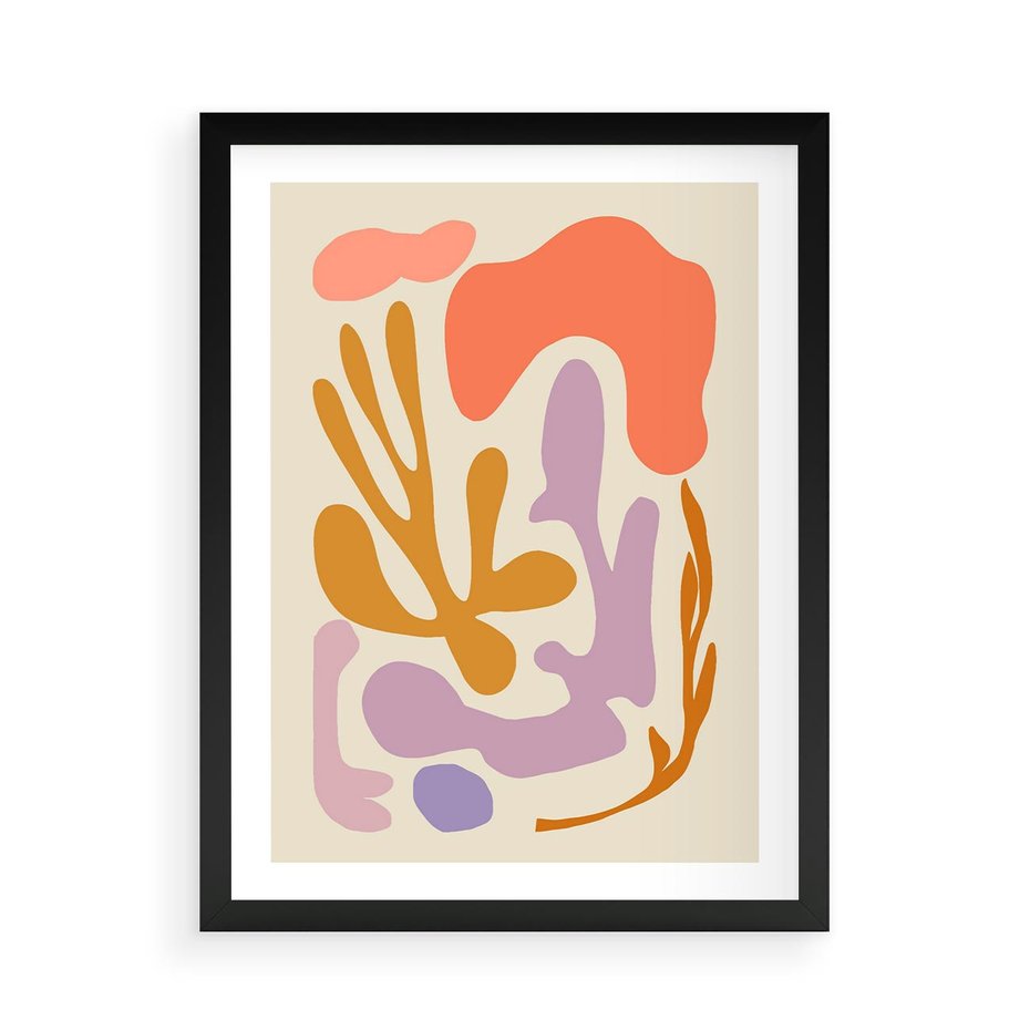 Plakat w ramie 50x70 - Ekspresjonistyczne Impulsy - abstrakcyjny obraz, pastelowe kolory - rama czarna