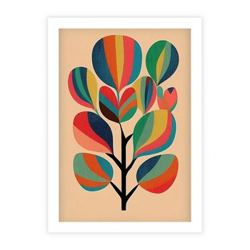 Plakat bez ramy 30x40 - Harmonia Rozplątanych Form - abstrakcyjny kolorowy tęczowy obraz, inspiracje roślinne