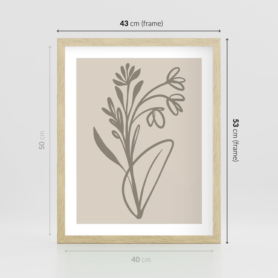 Plakat w ramie 40x50 - Kwiatowe Spektrum - nowoczesny plakat, subtelna sztuka - rama drewno