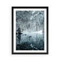 Plakat w ramie 50x70 - Zimowy Raj - zimowy górski krajobraz, jezioro w górach - rama czarna
