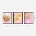 Zestaw obrazy w ramie 40x50 galeria - Złote, liście, monstera, kwiaty - rama czarna