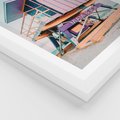 Plakat w ramie 50x70 - Miami Beach - plaża miami, domek ratownika - rama biała
