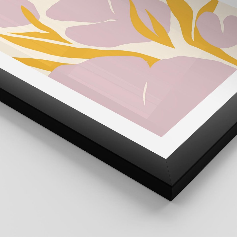 Plakat w ramie 40x50 - Migocące Wibracje - abstrakcyjne kwiaty, pastelowe kolory - rama czarna