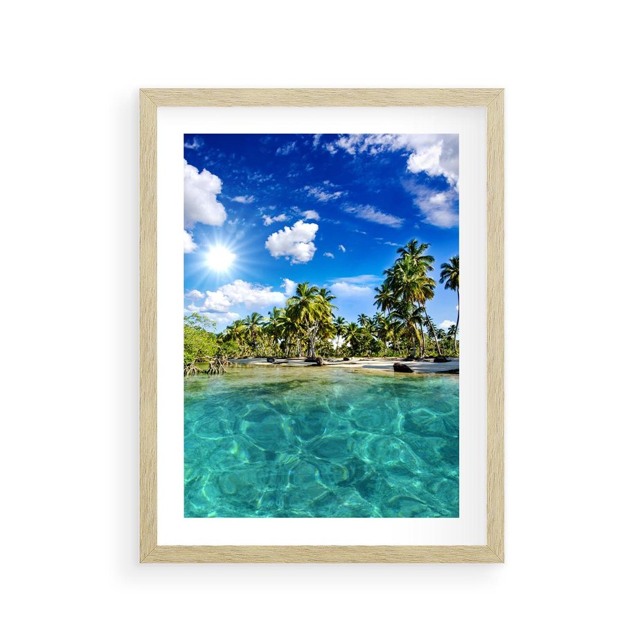 Plakat w ramie 30x40 - Rajskie wakacje na plaży - plaża, wakacje - rama drewno
