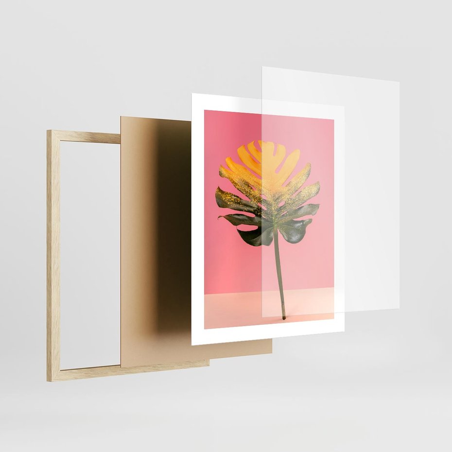 Plakat w ramie 40x50 - Majestatyczna monstera - monstera, liść - rama drewno