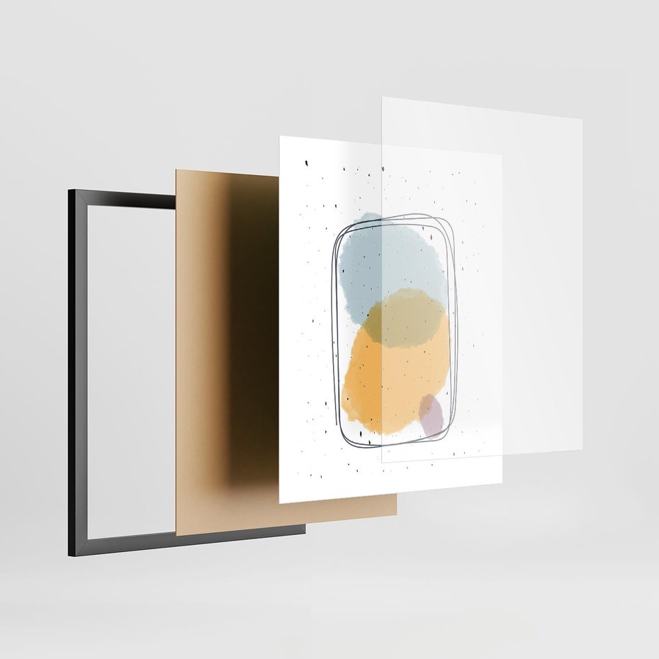 Plakat w ramie 40x50 - Wibracje Linii - abstrakcyjna kompozycja, jak ręcznie malowana - rama czarna