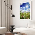 Plakat w ramie 40x50 - Niebiańska łąka pełna kwiatów - łąka, niebo - rama biała