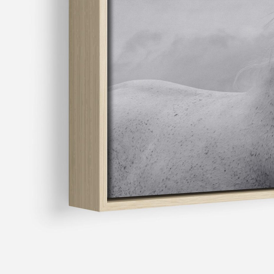 Obraz w ramie 120x80 - Moc i Wolność - czarno biała fotografia, biały - rama drewno