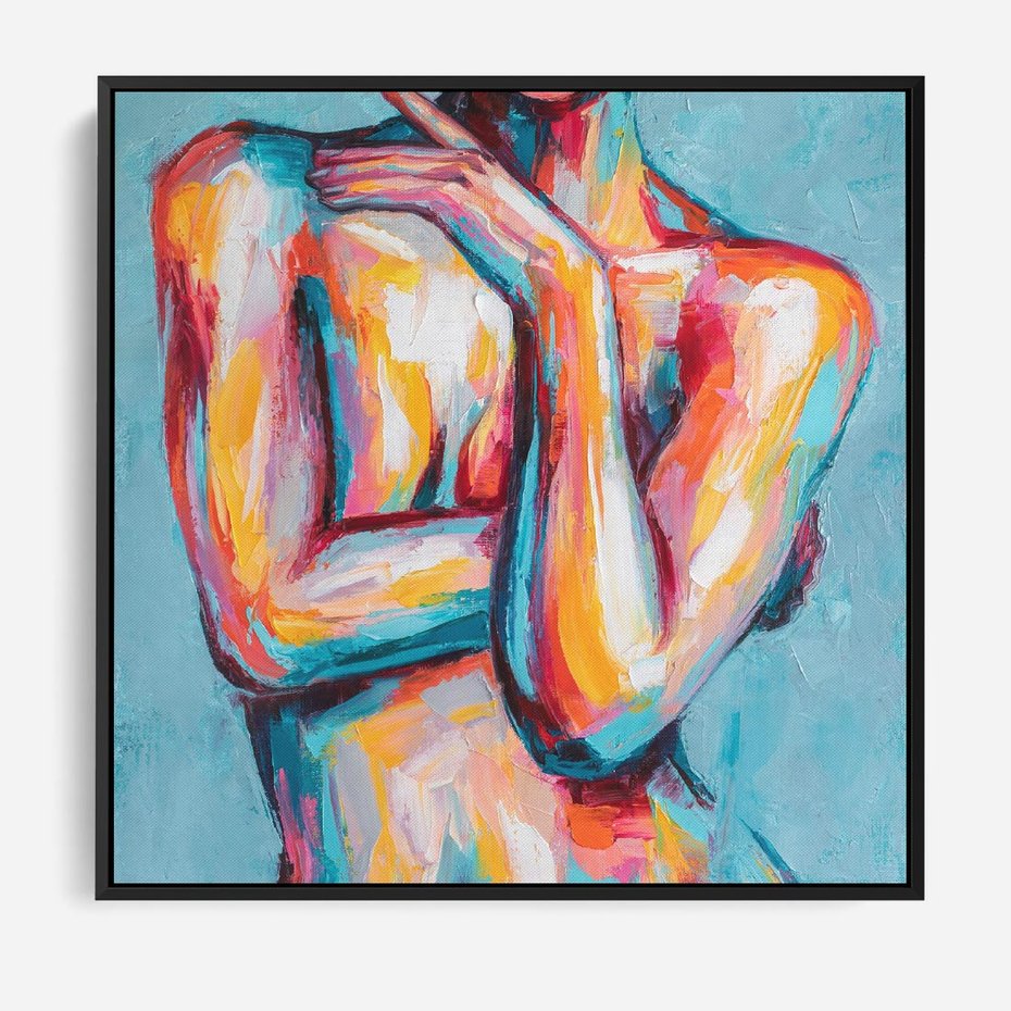 Obraz w ramie 50x50 - Nagie Natchnienie - obraz olejny, naga kobieta - rama czarna